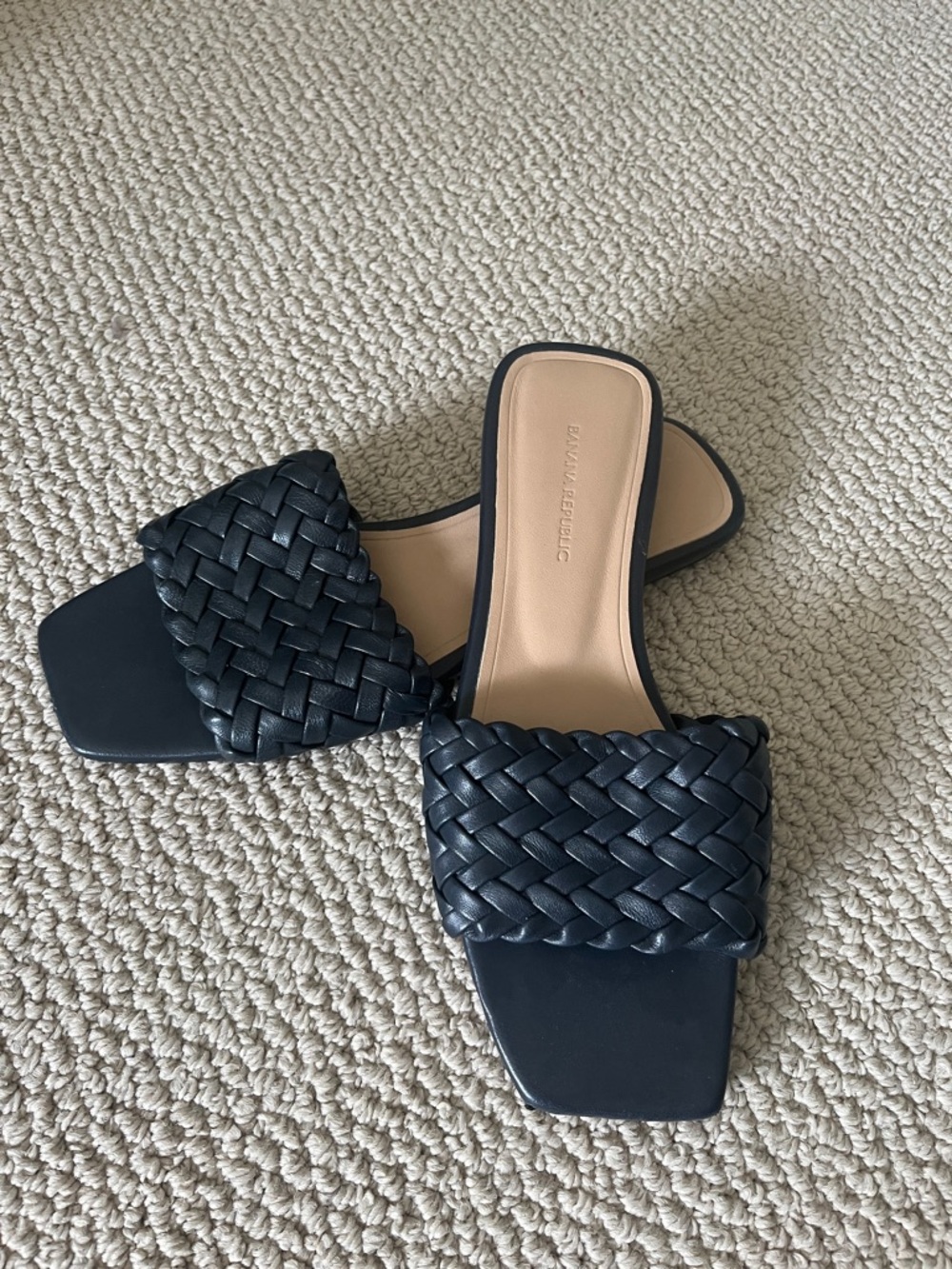Banana Republic Black Braided Slide Mules